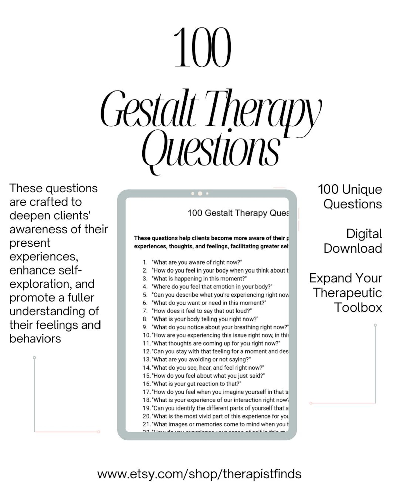 Supportive Questions 100 Gestalt Therapy Questions | Awareness | Empathetic Supportive ...