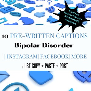 10 Pre-Written Social Media Captions and Hashtags on Bipolar Disorder | Instagram | Facebook | Social Media|  No Images | Copy + Paste