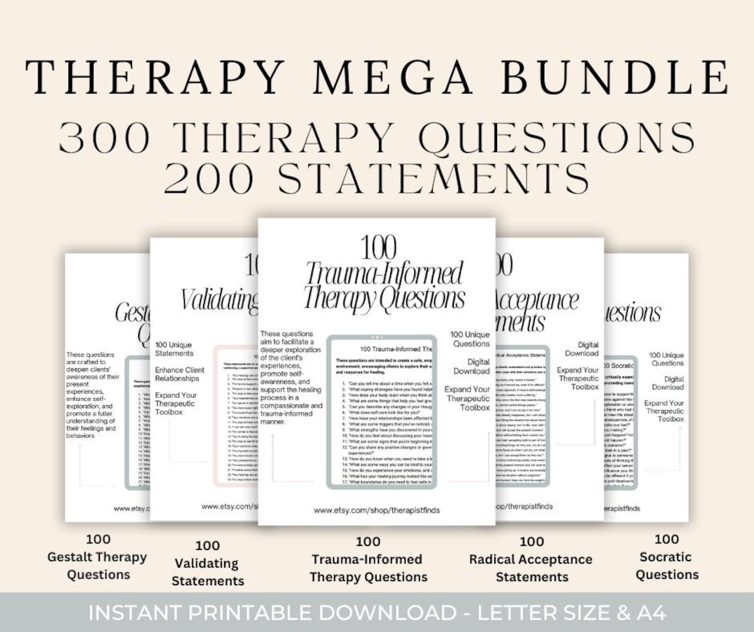 MEGA BUNDLE 300 Therapy Questions | 200 Statements | Trauma-informed ...