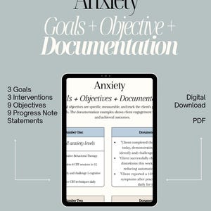 Therapy Goals + Interventions + Progress Note Statements | Anxiety Therapy |  Trauma Therapist | Therapy Resources | Digital Download | PDF