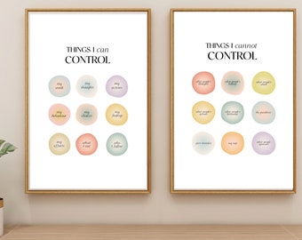 Mental Health POSTERS |set of 2| gallery wall | therapy decor|  counseling| therapist office| office| mental health| wall art| Control| CBT