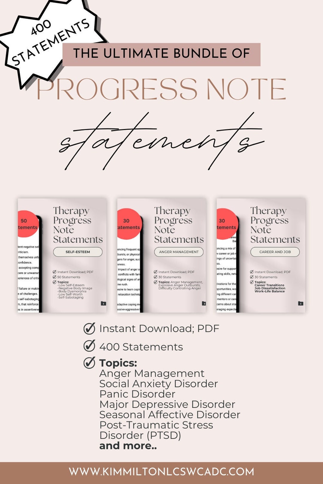 Therapy Progress Note Statements MEGA Bundle| 400 Statements | Instant ...