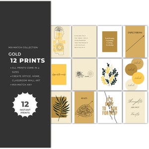 12 gouden geestelijke gezondheid POSTERS| galerijwand | therapiedecor| begeleiding| therapeut kantoor| kunst aan de muur| Kantoor voor muurkunst| MIX+MATCH|