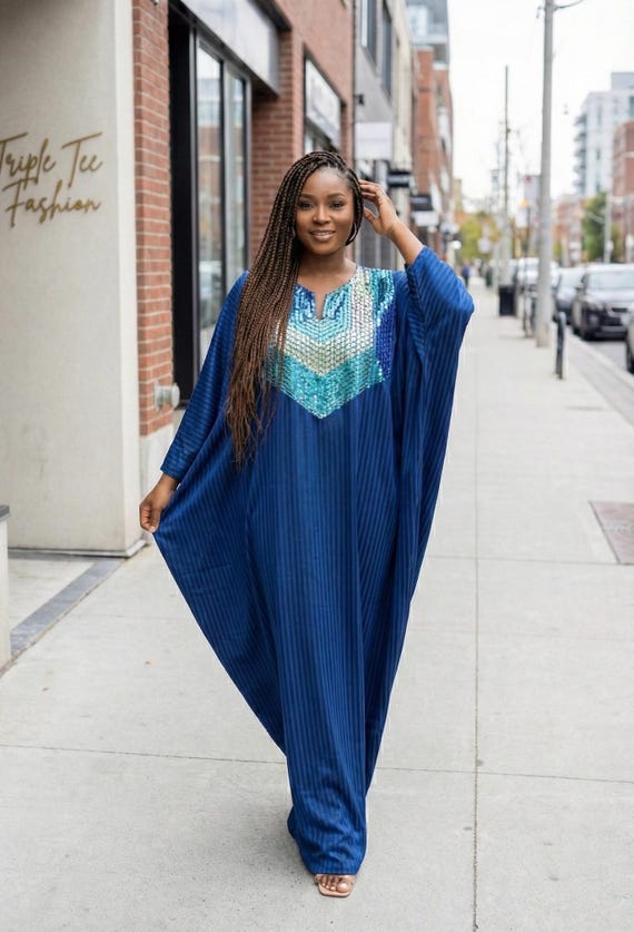 chinese dress ladies Nwadi African Print Kaftan Maxi Dress Xs