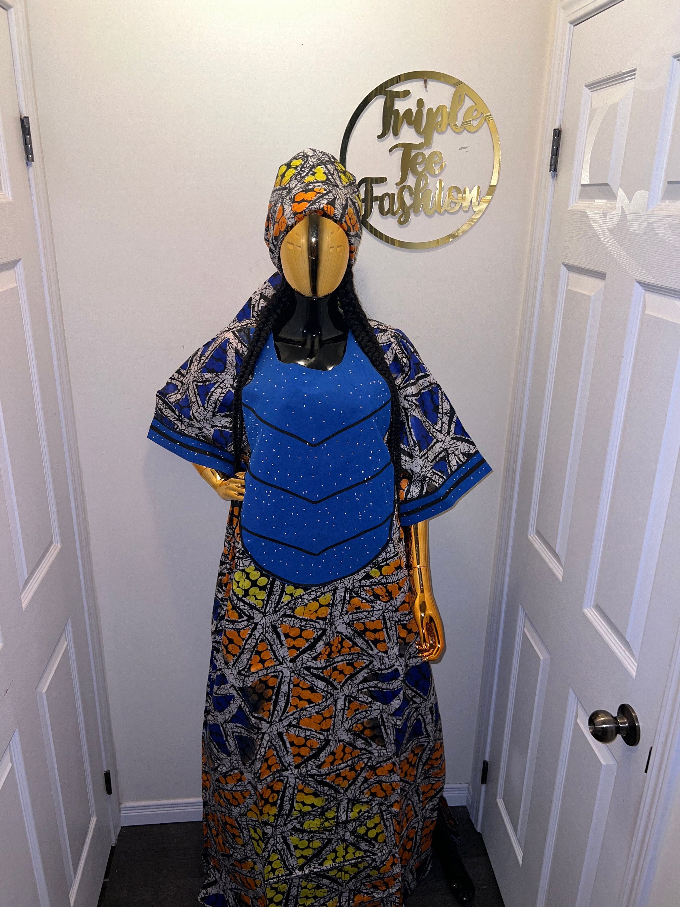 African Adire Brocade dress danshiki Handmade Kaftan African print dress Nigerian made Adire Tie and Dye Rich Aunty Vibes Ankara