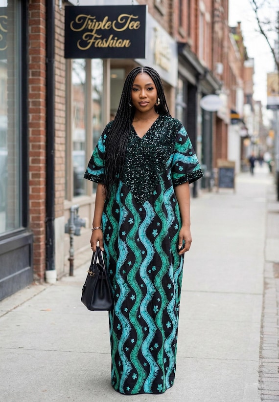 african bubu dress for ladies Adire | Ankara Long Kaftan, Party Gown Step into royal sophistication