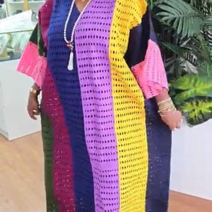 Aso Oke Boubou Kaftan – African Maxi Dress | Rich Auntie Style | African Bride| One Size Fits Most | Handmade Nigerian Fashion | Wedding