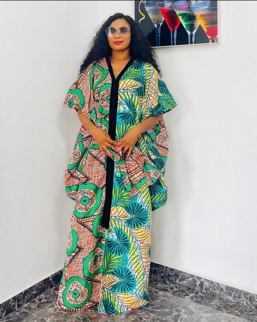 African Ankara and Sequins boubou dress danshiki Kaftan African print dress Nigerian made Party dress Boubou Rich aunty vibes