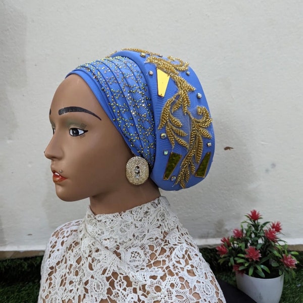 Luxury Turban Hat for Ladies| Pre tied Hat| Pre styled Head Tie| Ready To Wear Turban Headtie| African Auto cap| Muslim Women| Ramadan