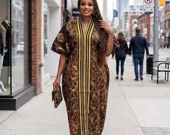 Handmade African Adire Batik Kaftan Dress | Nigerian Boubou