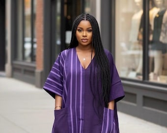 Caftano Aso Oke Boubou fatto a mano / abito nigeriano, fino alla taglia 24