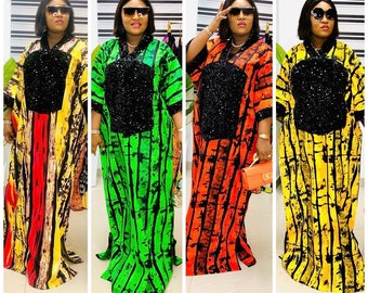 Robe africaine Ankara | Adire| danshiki long | Caftan| Jalabiya| Tante riche | Fabrication nigériane | Robe de soirée| Taille unique | boubou grande taille