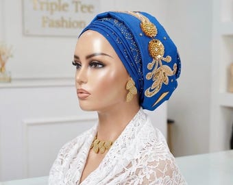 Luxury Duchess Silk Turban Hat | Pre-tied, Crystal Embellished