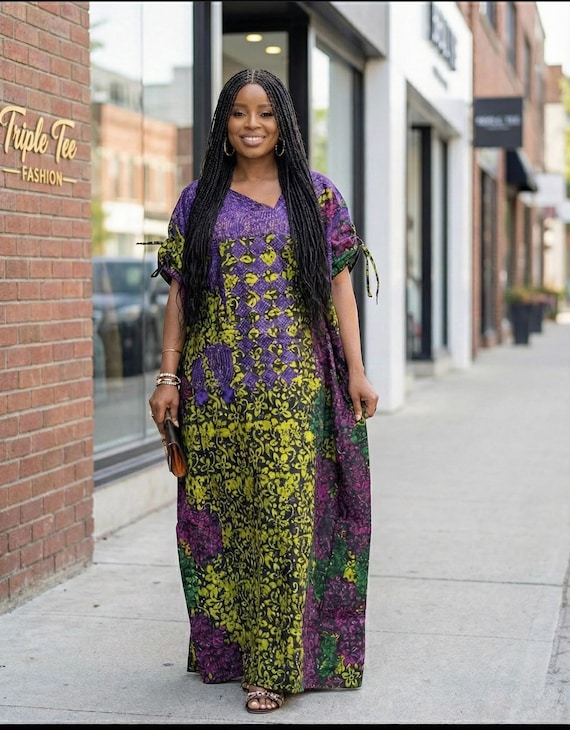 batik purple dress Batik Block Print Maxi Dress 28A Black/White / One Size Fits Most
