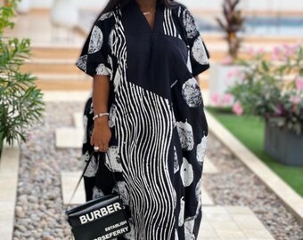 Robe africaine en brocart d'Ankara | danshiki | Caftan| Robe imprimée africaine faite main | Fabrication nigériane | Tie and Dye | Boubou| Tante riche | Ankara