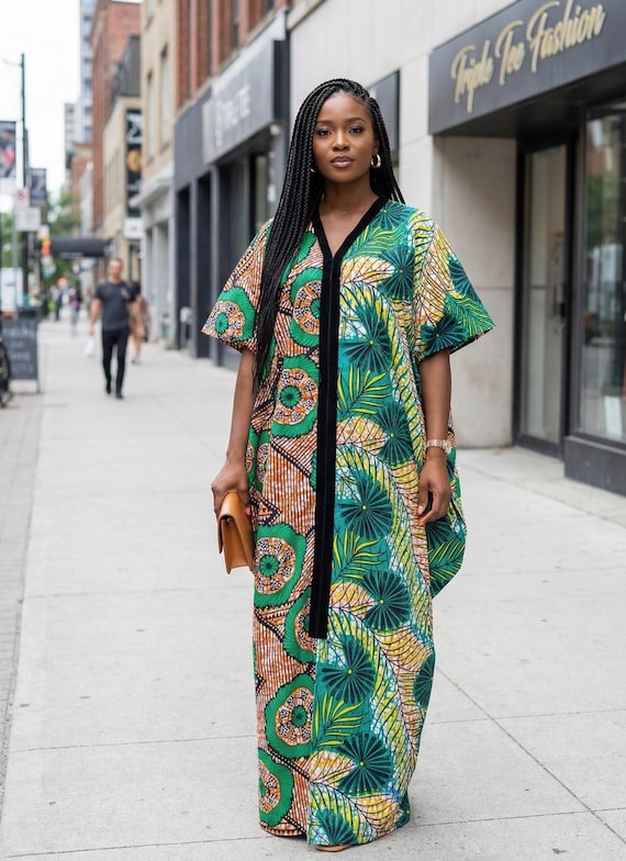 African Ankara Sequin Boubou Dress | Nigerian Kaftan African Ankara Sequin Boubou Dress | Nigerian Kaftan