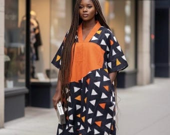 African Print Ankara Boubou Dress | Cotton Kaftan
