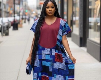 Abito caftano Ankara / Bubu nigeriano, taglia unica