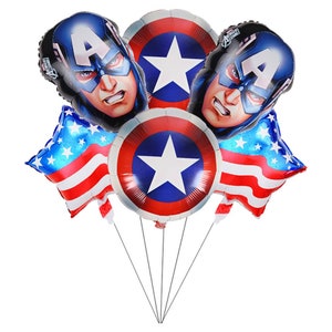 Conjunto de balões Capitão América para meninos e meninas decoração de festa de aniversário infantil (6 peças)