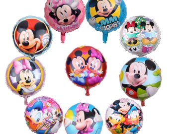 Globos de Mickey Mouse de Disney de 45 cm para decoración de fiestas de cumpleaños de niñas (10 unidades)