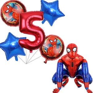 5th Birthday Spiderman Balloon Set: Party Decoration