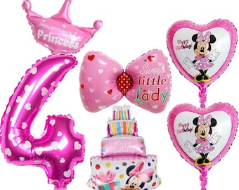 4e verjaardag meisje ballonnen Mickey Mouse Minnie Mouse thema feestartikelen decoratie (6 stuks)