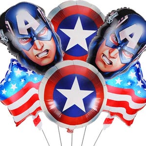 Captain America Luftballons Set für Jungen Mädchen Kinder Geburtstag Party Versorgung Dekoration (6 Stück)