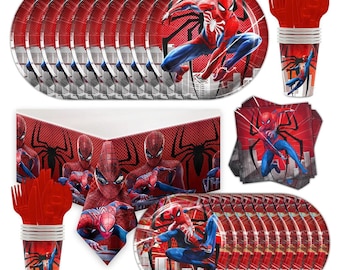 Spiderman birthday party supplies 10 guests, 81 pcs