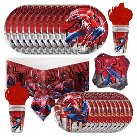 Spiderman birthday party supplies 10 guests, 81 pcs