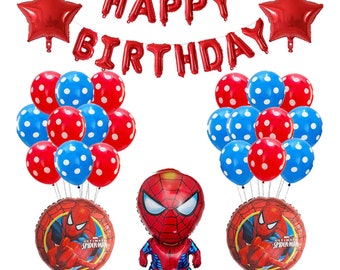 Balony i baner urodzinowy Spidermana dla chłopców i dziewcząt, dekoracje na imprezy