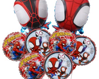 Globos de Spider-Man, decoraciones para fiestas de cumpleaños con temática de Spidey y sus amigos, 8 piezas