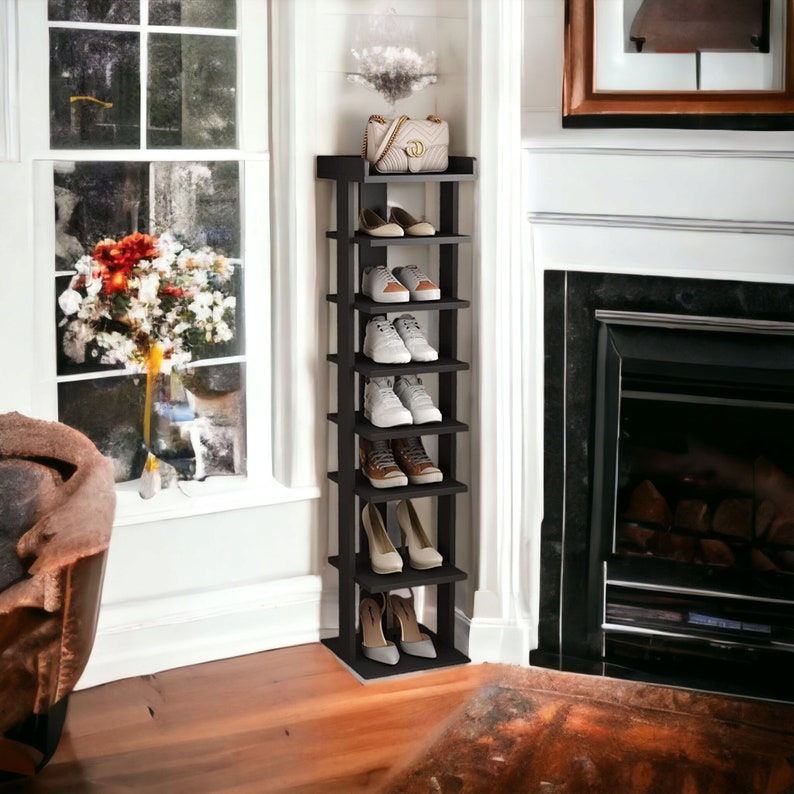 Personalized Shoe Rack Entryway Shoe Tower Vertical Shoe Etsy