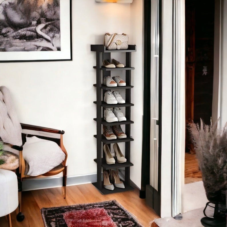 Personalized Shoe Rack Entryway Shoe Tower Vertical Shoe Etsy