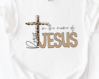 Christian Jesus PNG, Leopard Cross T-Shirt Design (Digital Download)