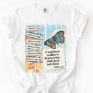 Christian Collage PNG – Philippians 4v 8 Retro Bible Verse Digital Download - Philippians 4:8 Sublimation – Retro art for Shirts | Journals