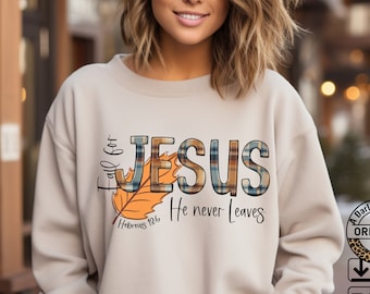 Fall for Jesus He never leaves, Fall Christian Graphic Design, PNG, Download File, Printable Digital Art, Kingdom Minded PNG