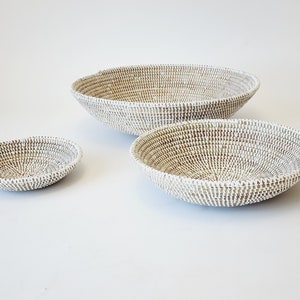 Set African woven basket, woven bowl, wall decor plate, senegal basket image 3