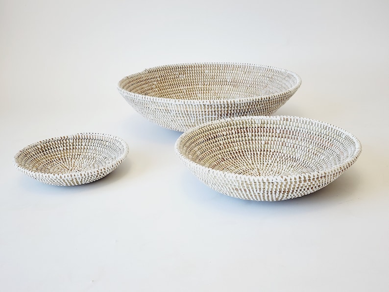 Set African woven basket, woven bowl, wall decor plate, senegal basket image 3