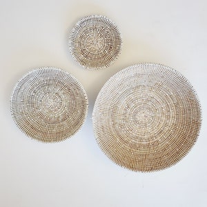 Set African woven basket, woven bowl, wall decor plate, senegal basket image 1