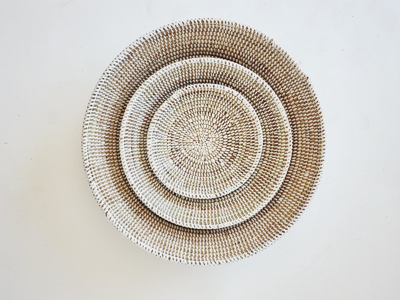 Set African woven basket, woven bowl, wall decor plate, senegal basket image 2