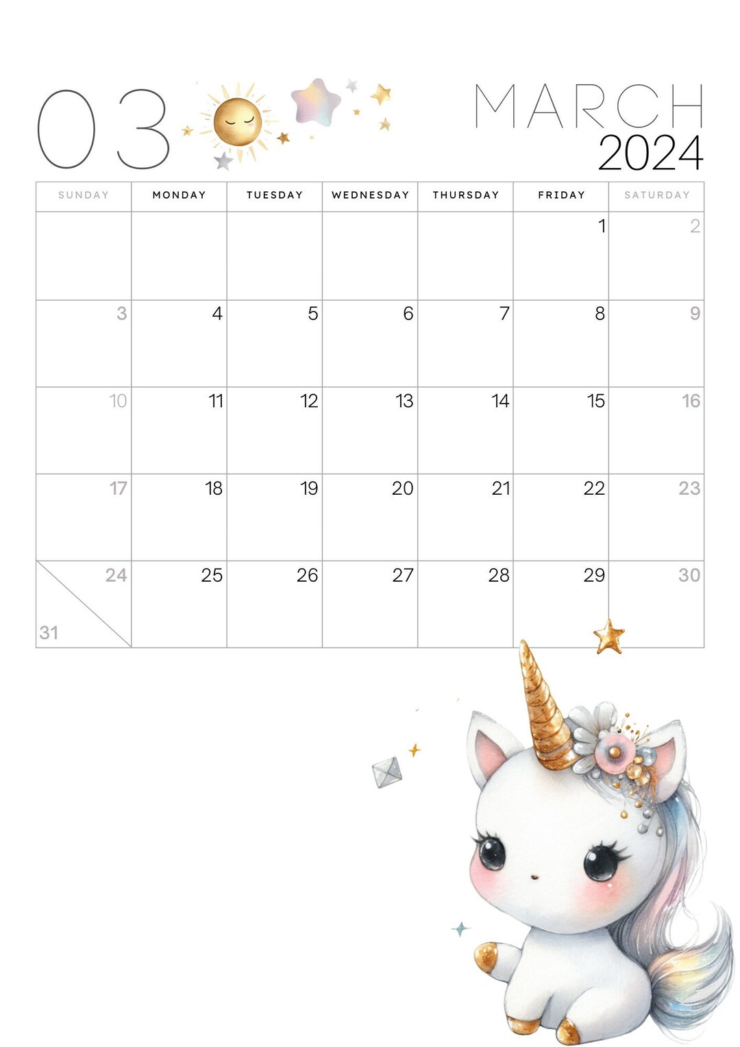 Calendar 2024 Etsy