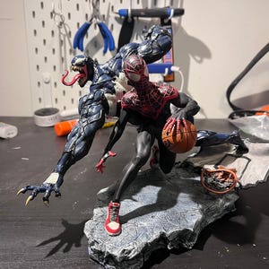 Spider-man vs. Venom by CA3D | Miles Morales Vs. Venom 3D Printed Unpainted Resin Kit, Custom Scale Statue