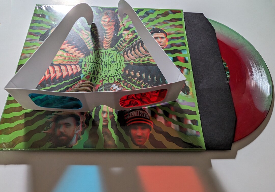 King Gizzard and the Lizard Wizard CELLOPHANE LIVE 10TH Anniversary Red/green Swirl 7 3D SINGLE