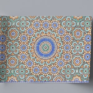 Islamic Wall Art Canvas OR Poster Ramadan Decoration Moroccan Mosaic Pattern Abstract Arabic Trendy Colorful Boho Decor Eclectic Spiritual ROLLED SATIN PAPER