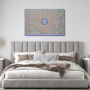 Islamic Wall Art Canvas OR Poster Ramadan Decoration Moroccan Mosaic Pattern Abstract Arabic Trendy Colorful Boho Decor Eclectic Spiritual image 2