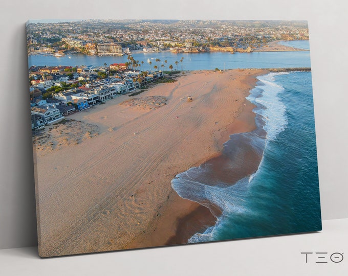 Los Angeles Wall Art Poster OR Canvas Sunset California Print Aerial Photography Poster of the Newport Beach Ocean Coastal Skyline