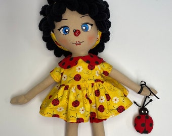 15’ Lady Bug Doll with Lady Bug Stuffy. Handmade doll, Cloth doll, Rag doll, Dress up doll, Art doll, OOAK doll