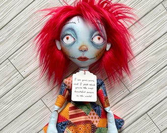 Handmade  &quot;I see your scars, and I still think you&#39;re the most beautiful person in the world.&quot;  19&quot; cloth doll Art doll, OOAK,