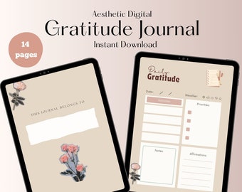 Journal de gratitude à imprimer pour femme | Journal quotidien de santé mentale et de pleine conscience | Téléchargement numérique d'autogestion