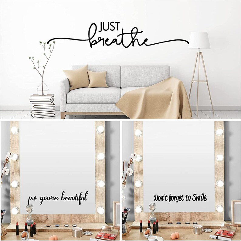 7 Inspirational Quote Vanity Mirror Decals Vinyl Decal Etsy